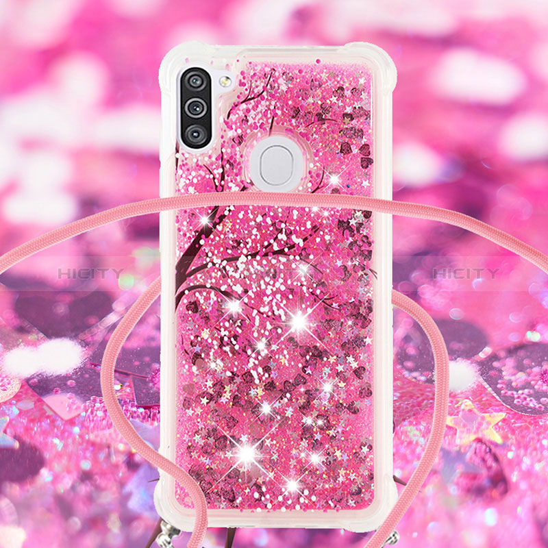 Funda Silicona Carcasa Goma Bling-Bling con Acollador Cordon Lanyard S02 para Samsung Galaxy A11