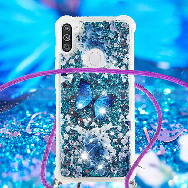 Funda Silicona Carcasa Goma Bling-Bling con Acollador Cordon Lanyard S02 para Samsung Galaxy A11