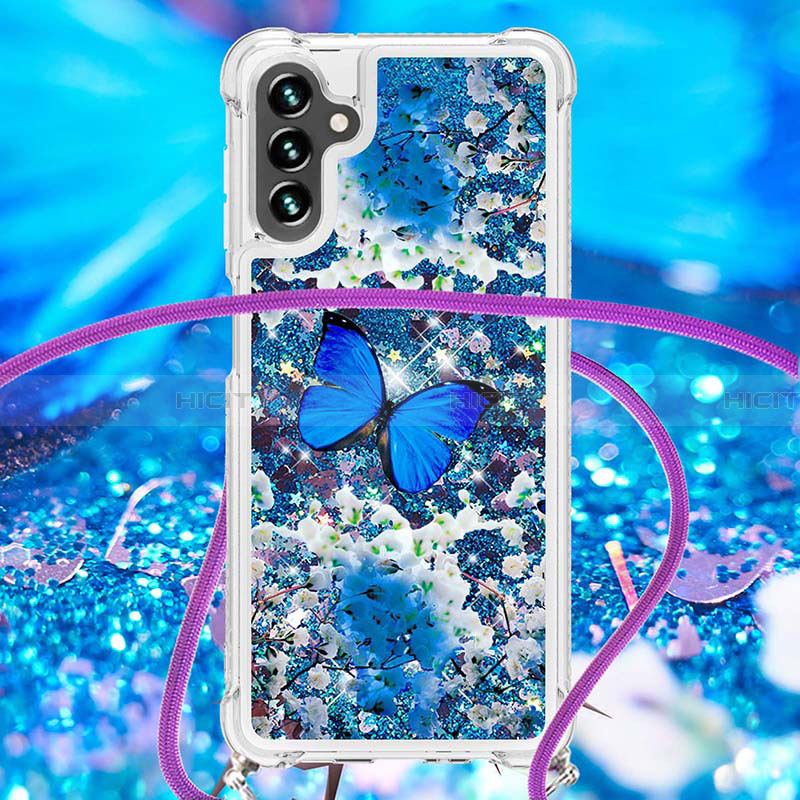 Funda Silicona Carcasa Goma Bling-Bling con Acollador Cordon Lanyard S02 para Samsung Galaxy A13 5G