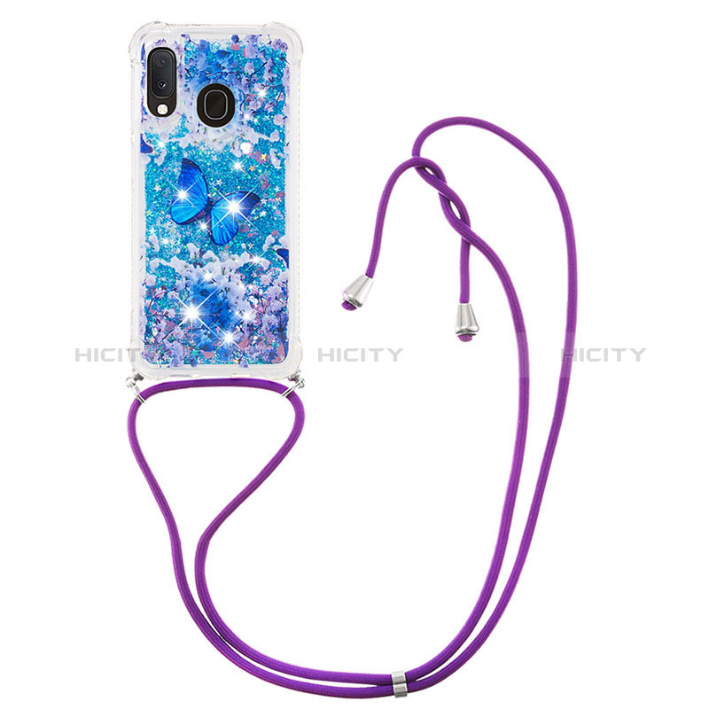 Funda Silicona Carcasa Goma Bling-Bling con Acollador Cordon Lanyard S02 para Samsung Galaxy A20e