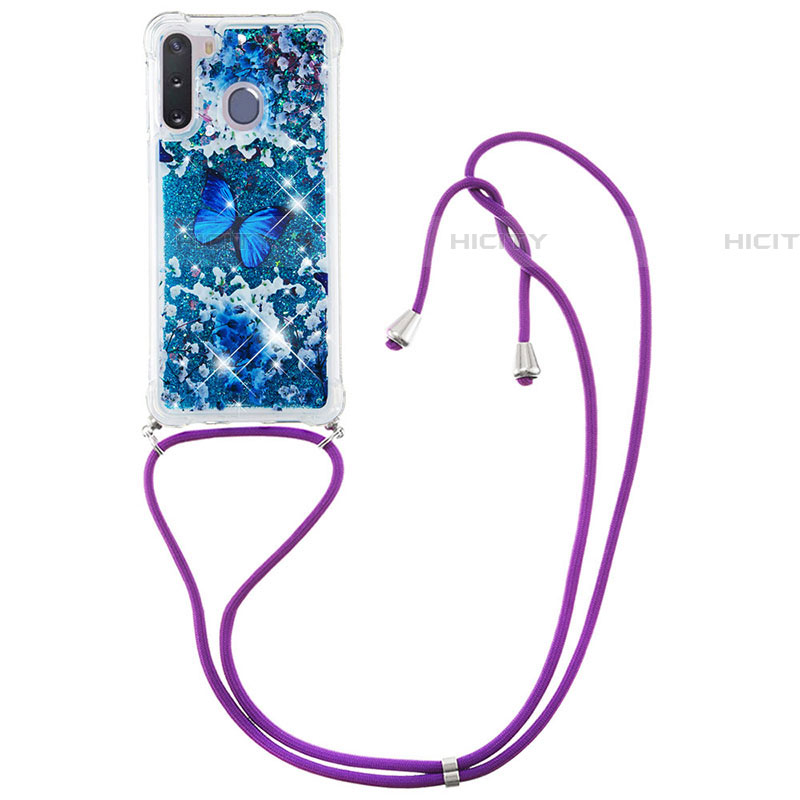 Funda Silicona Carcasa Goma Bling-Bling con Acollador Cordon Lanyard S02 para Samsung Galaxy A21 European