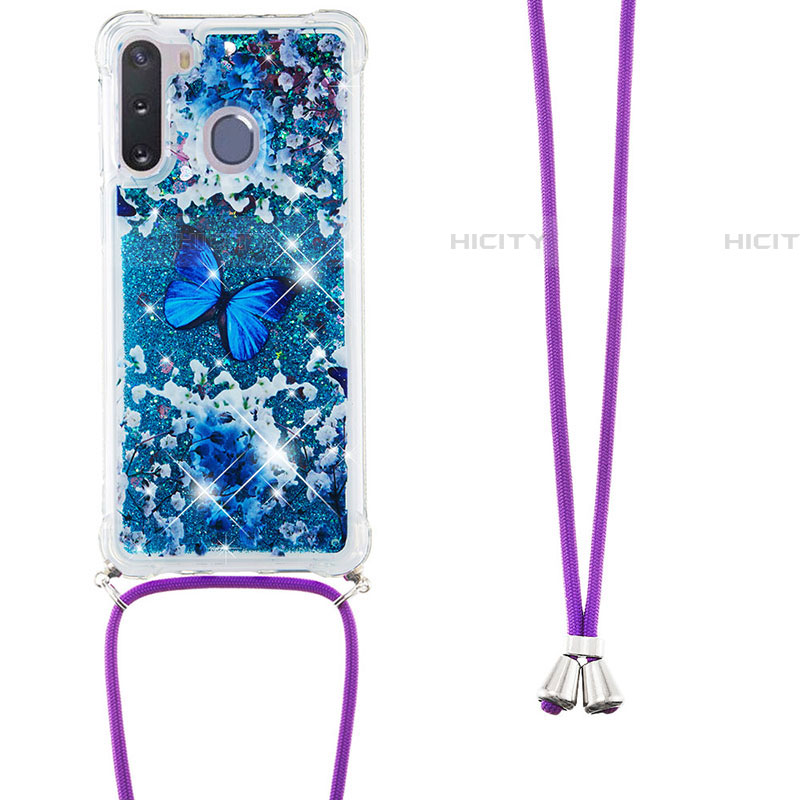 Funda Silicona Carcasa Goma Bling-Bling con Acollador Cordon Lanyard S02 para Samsung Galaxy A21 European