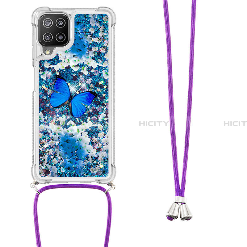 Funda Silicona Carcasa Goma Bling-Bling con Acollador Cordon Lanyard S02 para Samsung Galaxy A22 4G