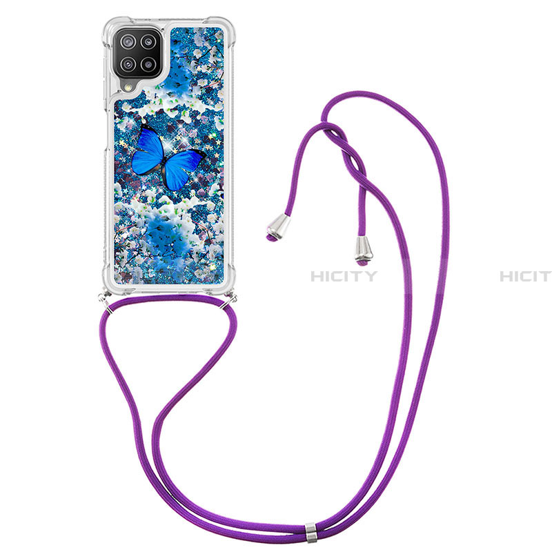 Funda Silicona Carcasa Goma Bling-Bling con Acollador Cordon Lanyard S02 para Samsung Galaxy A22 4G