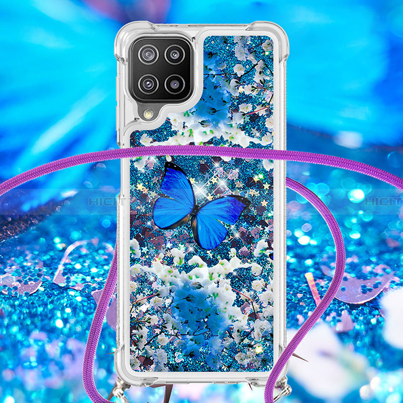 Funda Silicona Carcasa Goma Bling-Bling con Acollador Cordon Lanyard S02 para Samsung Galaxy A22 4G