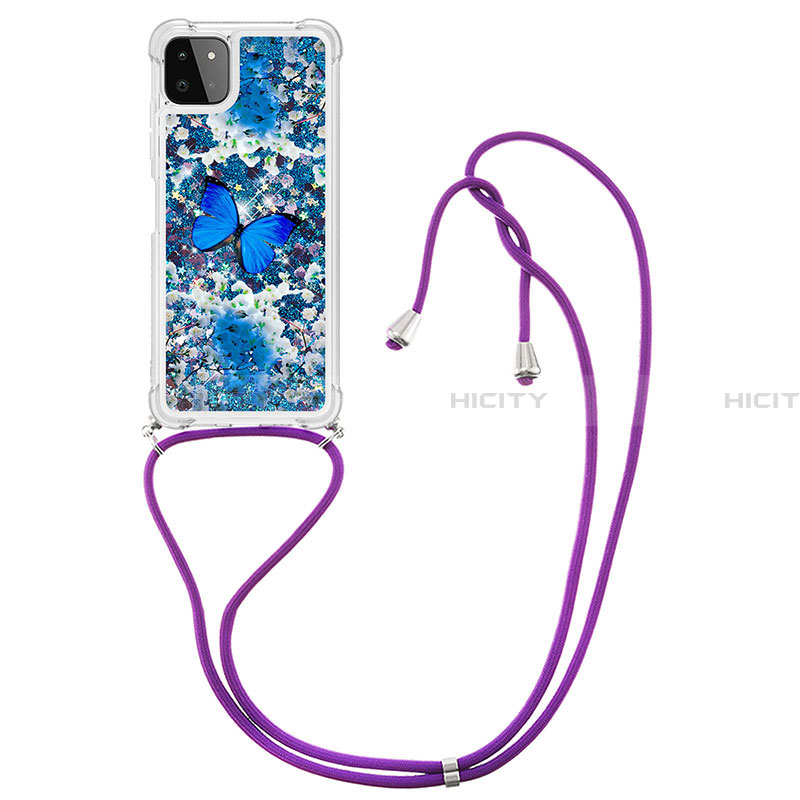 Funda Silicona Carcasa Goma Bling-Bling con Acollador Cordon Lanyard S02 para Samsung Galaxy A22 5G