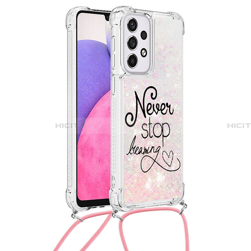 Funda Silicona Carcasa Goma Bling-Bling con Acollador Cordon Lanyard S02 para Samsung Galaxy A33 5G