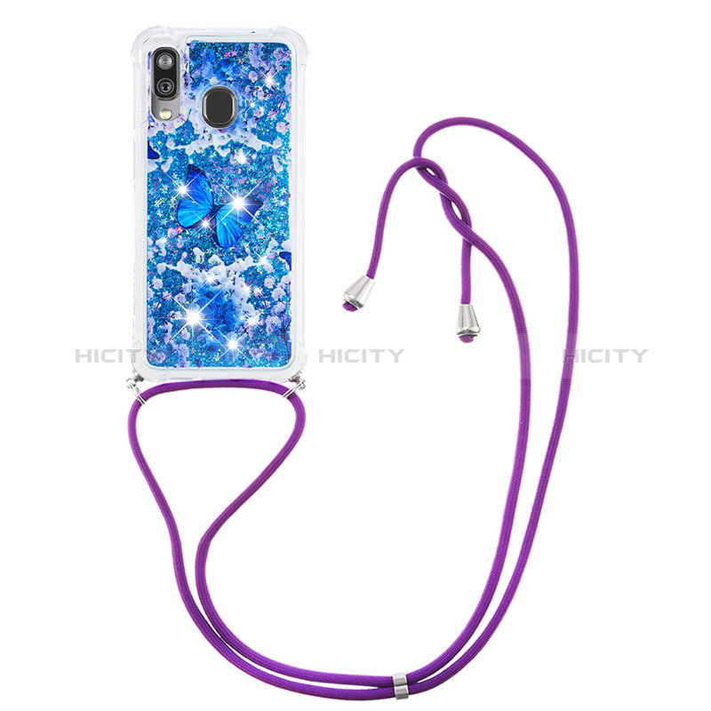 Funda Silicona Carcasa Goma Bling-Bling con Acollador Cordon Lanyard S02 para Samsung Galaxy A40