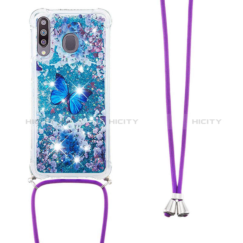 Funda Silicona Carcasa Goma Bling-Bling con Acollador Cordon Lanyard S02 para Samsung Galaxy A40s