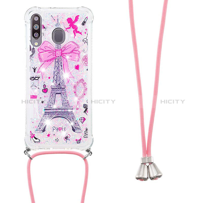 Funda Silicona Carcasa Goma Bling-Bling con Acollador Cordon Lanyard S02 para Samsung Galaxy A40s