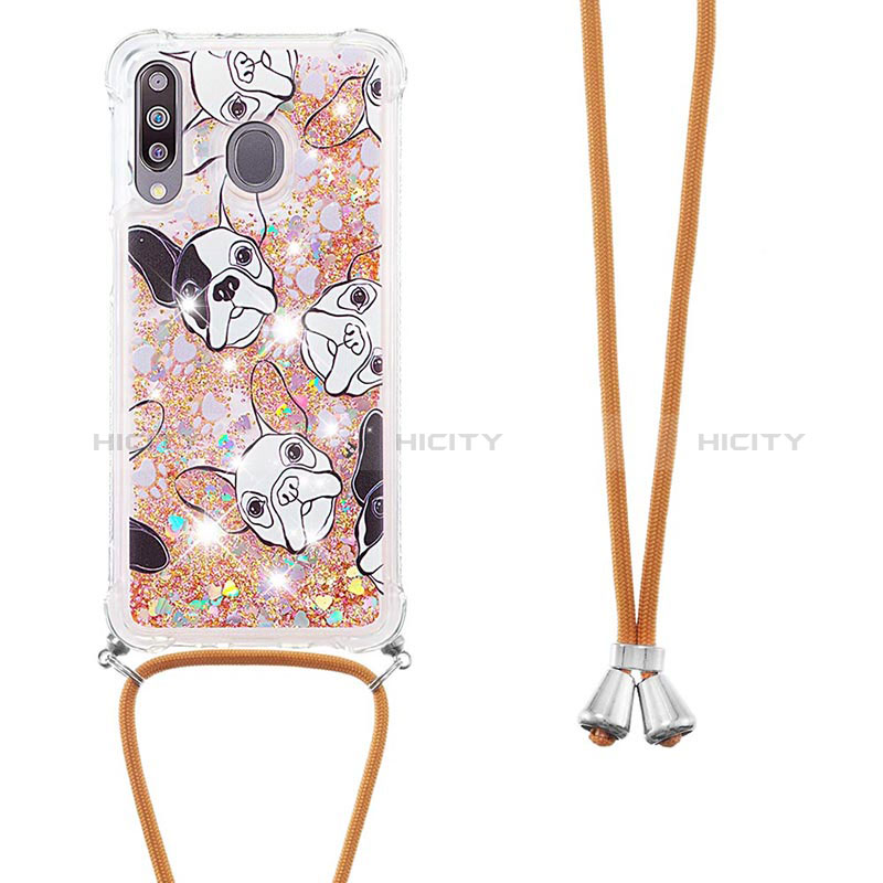 Funda Silicona Carcasa Goma Bling-Bling con Acollador Cordon Lanyard S02 para Samsung Galaxy A40s