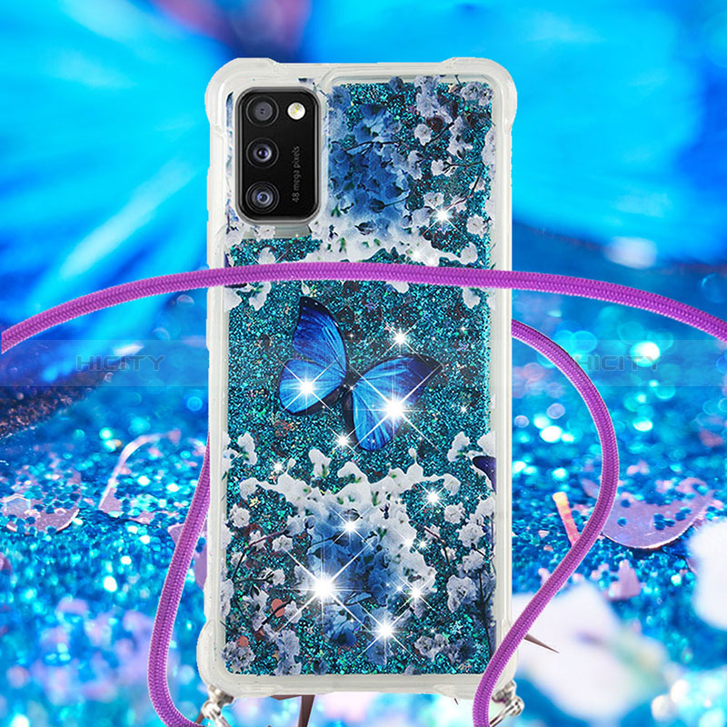 Funda Silicona Carcasa Goma Bling-Bling con Acollador Cordon Lanyard S02 para Samsung Galaxy A41