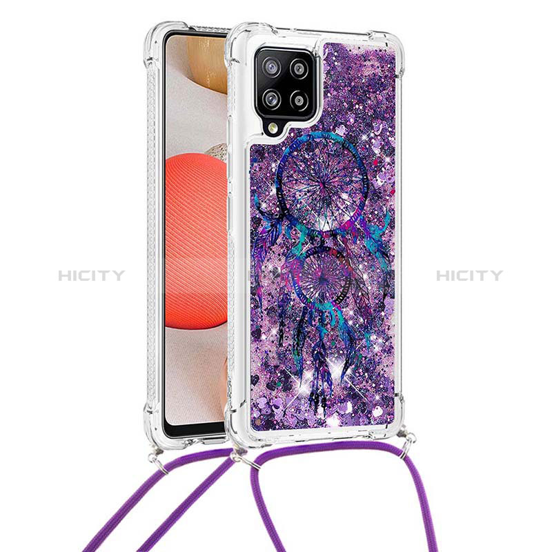 Funda Silicona Carcasa Goma Bling-Bling con Acollador Cordon Lanyard S02 para Samsung Galaxy A42 5G