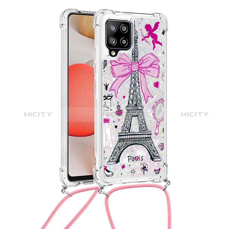 Funda Silicona Carcasa Goma Bling-Bling con Acollador Cordon Lanyard S02 para Samsung Galaxy A42 5G