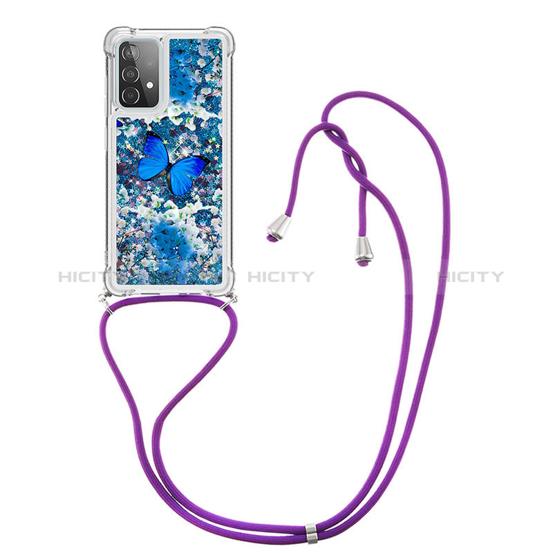 Funda Silicona Carcasa Goma Bling-Bling con Acollador Cordon Lanyard S02 para Samsung Galaxy A52s 5G