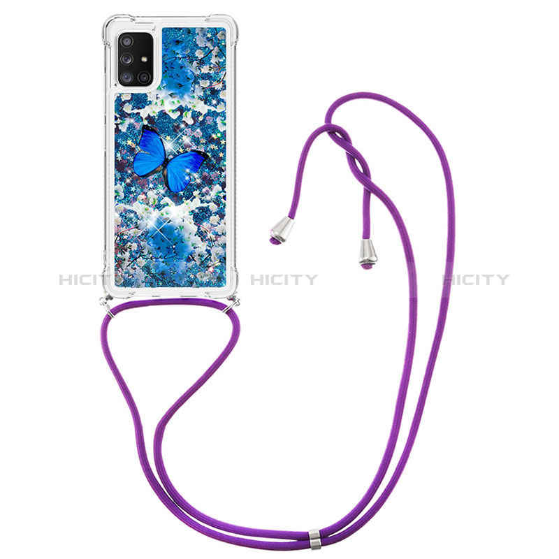 Funda Silicona Carcasa Goma Bling-Bling con Acollador Cordon Lanyard S02 para Samsung Galaxy A71 5G