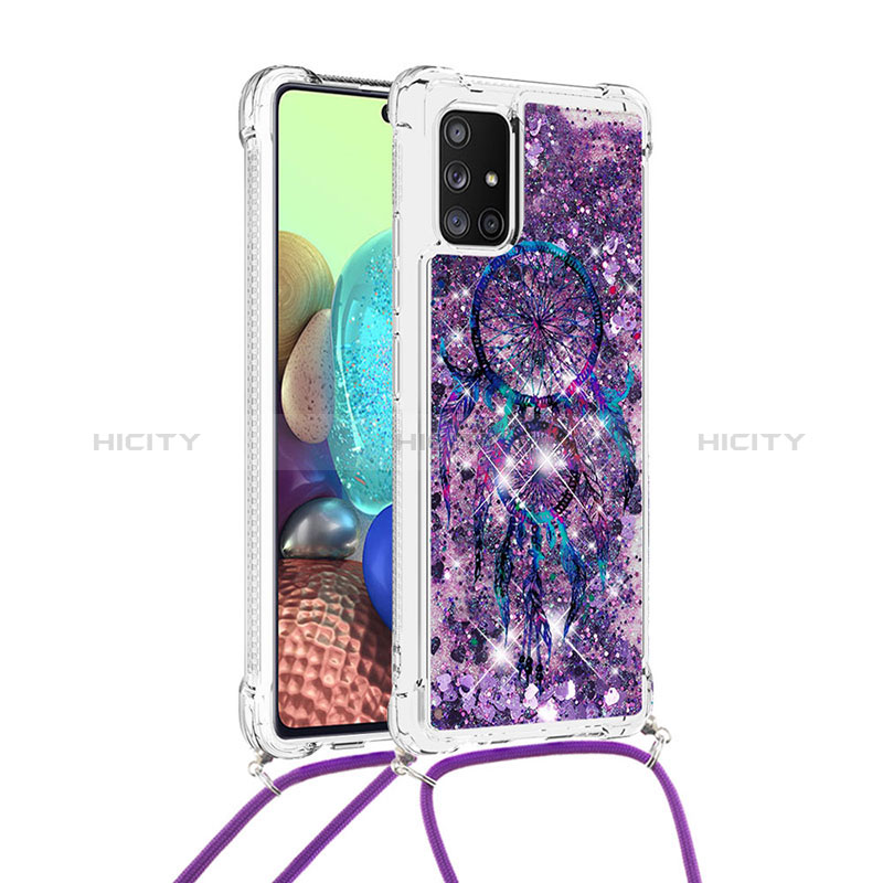 Funda Silicona Carcasa Goma Bling-Bling con Acollador Cordon Lanyard S02 para Samsung Galaxy A71 5G