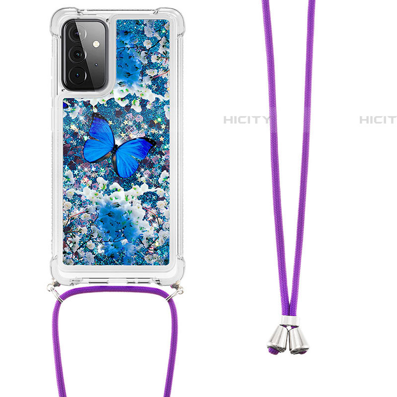 Funda Silicona Carcasa Goma Bling-Bling con Acollador Cordon Lanyard S02 para Samsung Galaxy A72 4G