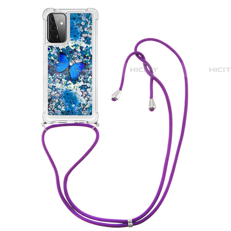 Funda Silicona Carcasa Goma Bling-Bling con Acollador Cordon Lanyard S02 para Samsung Galaxy A72 4G