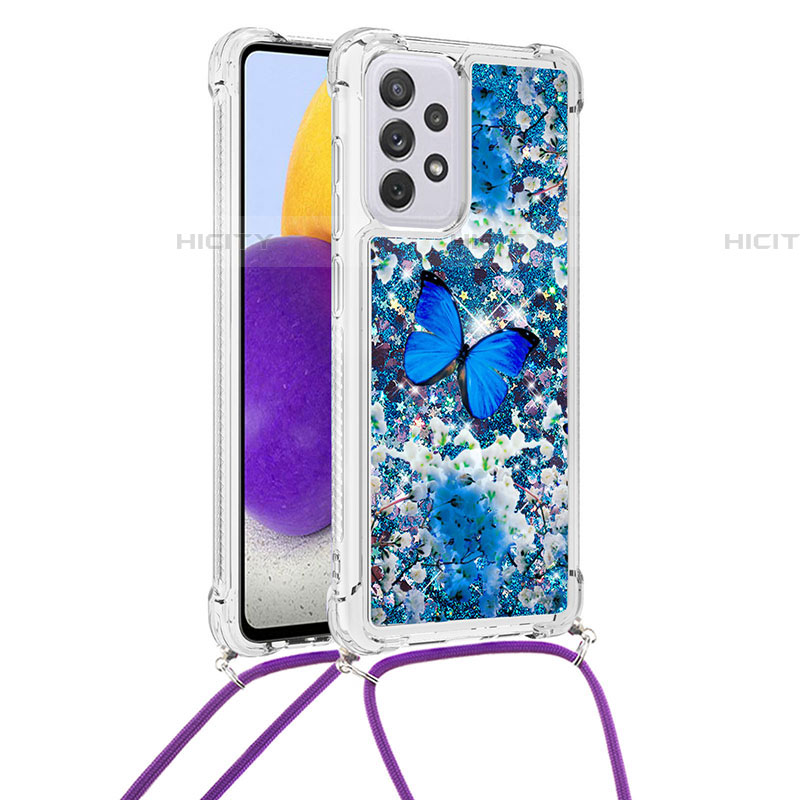 Funda Silicona Carcasa Goma Bling-Bling con Acollador Cordon Lanyard S02 para Samsung Galaxy A73 5G