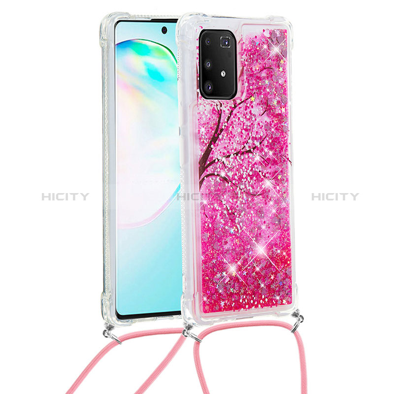 Funda Silicona Carcasa Goma Bling-Bling con Acollador Cordon Lanyard S02 para Samsung Galaxy A91