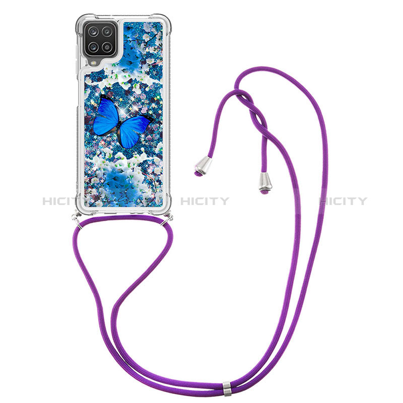 Funda Silicona Carcasa Goma Bling-Bling con Acollador Cordon Lanyard S02 para Samsung Galaxy F12