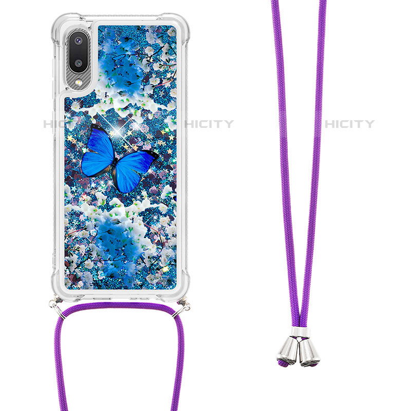 Funda Silicona Carcasa Goma Bling-Bling con Acollador Cordon Lanyard S02 para Samsung Galaxy M02