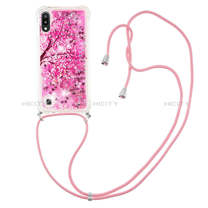 Funda Silicona Carcasa Goma Bling-Bling con Acollador Cordon Lanyard S02 para Samsung Galaxy M10