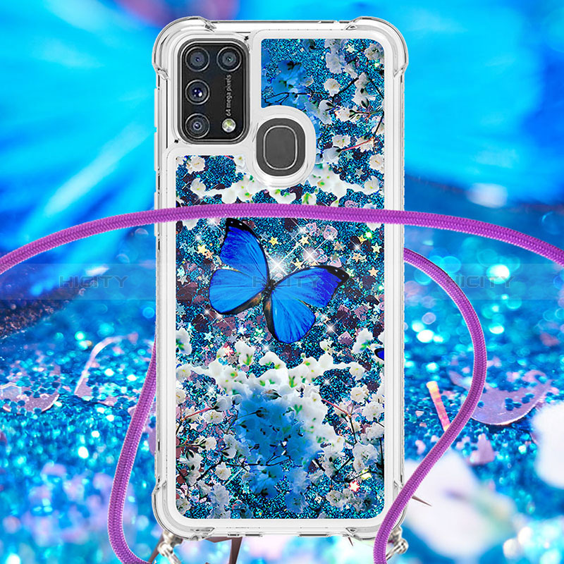 Funda Silicona Carcasa Goma Bling-Bling con Acollador Cordon Lanyard S02 para Samsung Galaxy M21s