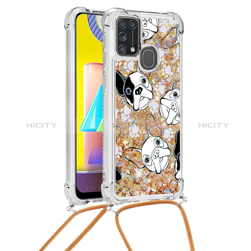 Funda Silicona Carcasa Goma Bling-Bling con Acollador Cordon Lanyard S02 para Samsung Galaxy M31