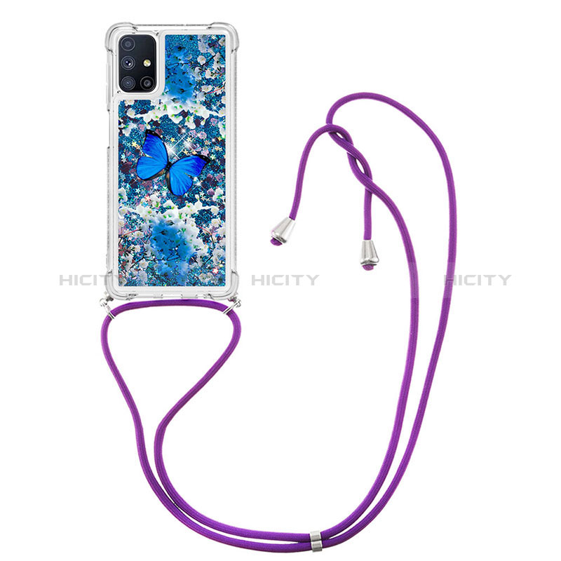 Funda Silicona Carcasa Goma Bling-Bling con Acollador Cordon Lanyard S02 para Samsung Galaxy M51