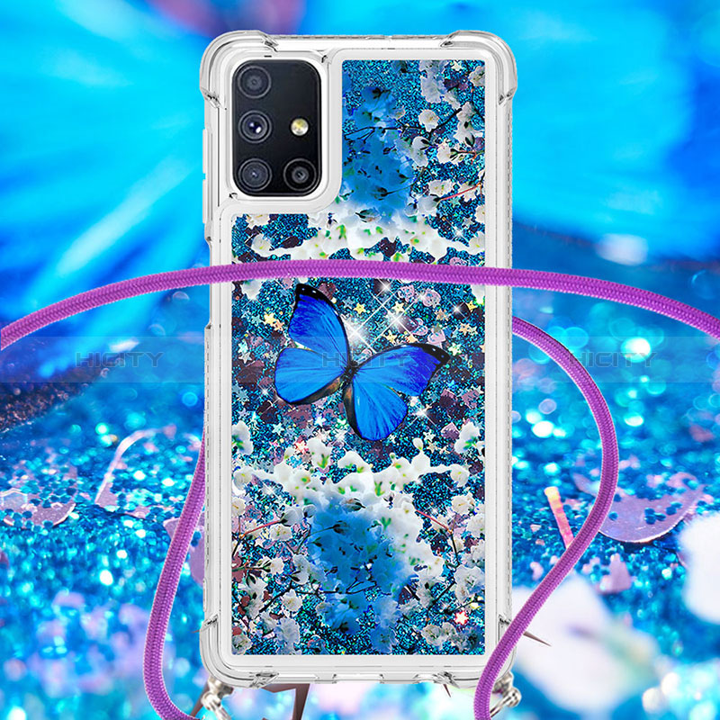 Funda Silicona Carcasa Goma Bling-Bling con Acollador Cordon Lanyard S02 para Samsung Galaxy M51