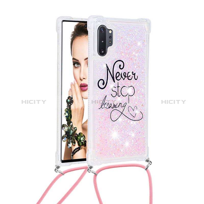 Funda Silicona Carcasa Goma Bling-Bling con Acollador Cordon Lanyard S02 para Samsung Galaxy Note 10 Plus 5G