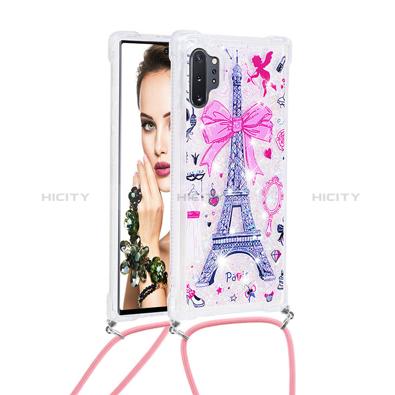 Funda Silicona Carcasa Goma Bling-Bling con Acollador Cordon Lanyard S02 para Samsung Galaxy Note 10 Plus 5G