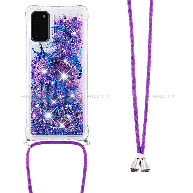 Funda Silicona Carcasa Goma Bling-Bling con Acollador Cordon Lanyard S02 para Samsung Galaxy S20