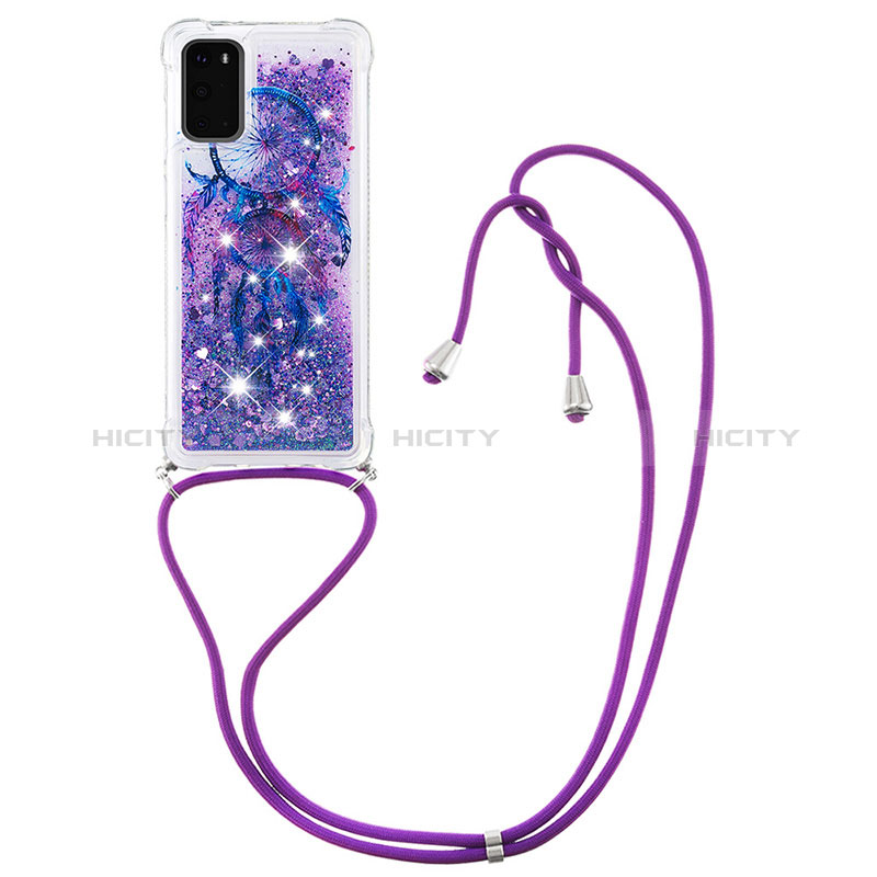 Funda Silicona Carcasa Goma Bling-Bling con Acollador Cordon Lanyard S02 para Samsung Galaxy S20