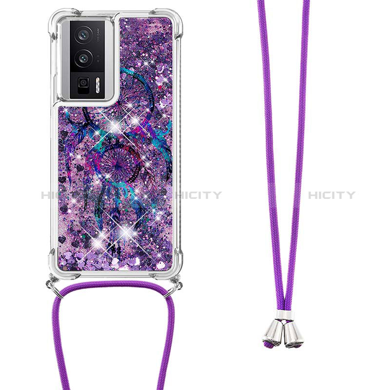 Funda Silicona Carcasa Goma Bling-Bling con Acollador Cordon Lanyard S02 para Xiaomi Poco F5 Pro 5G