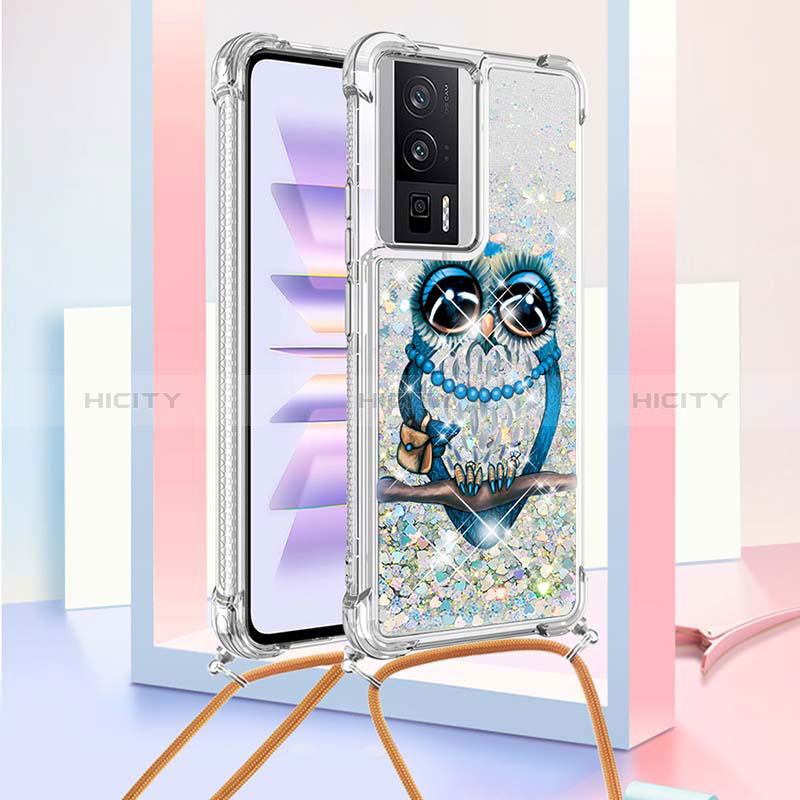 Funda Silicona Carcasa Goma Bling-Bling con Acollador Cordon Lanyard S02 para Xiaomi Poco F5 Pro 5G Multicolor