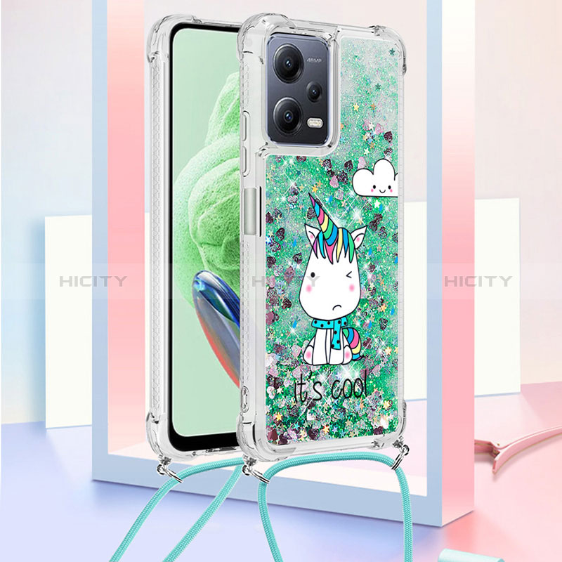 Funda Silicona Carcasa Goma Bling-Bling con Acollador Cordon Lanyard S02 para Xiaomi Redmi Note 12 5G