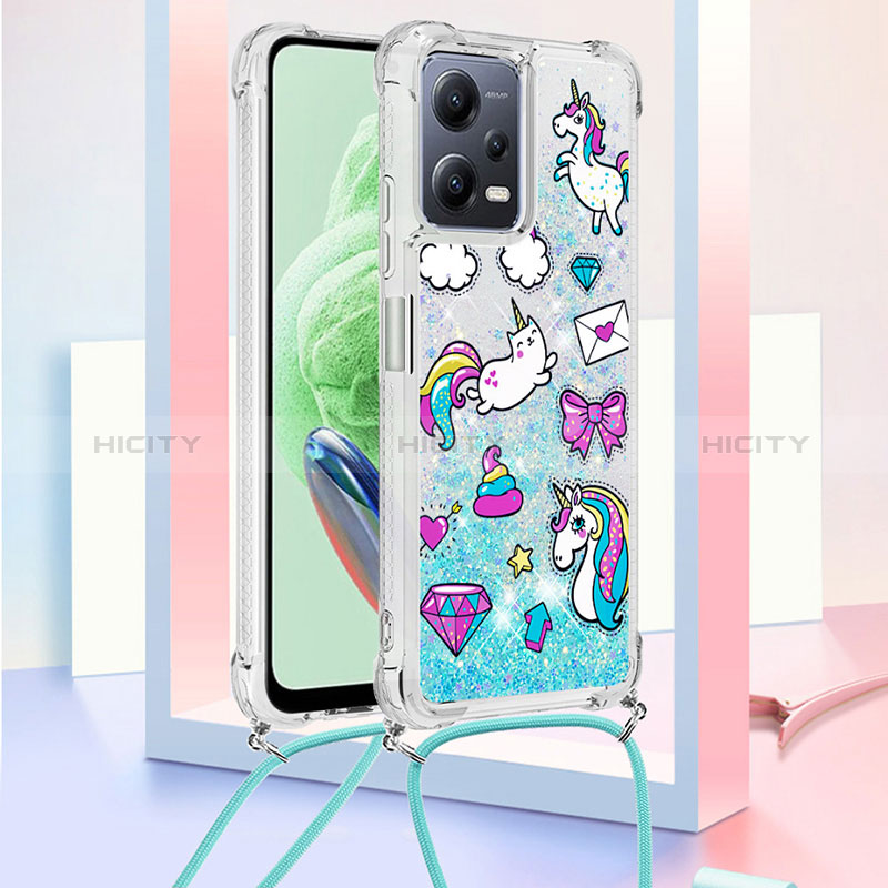 Funda Silicona Carcasa Goma Bling-Bling con Acollador Cordon Lanyard S02 para Xiaomi Redmi Note 12 5G