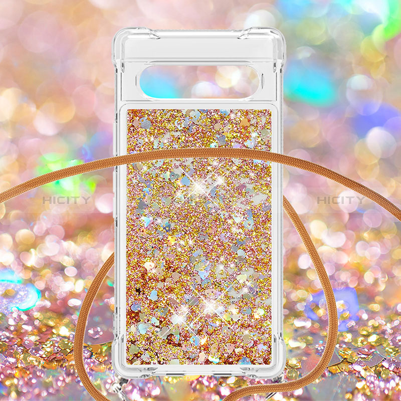 Funda Silicona Carcasa Goma Bling-Bling con Acollador Cordon Lanyard S03 para Google Pixel 7a 5G