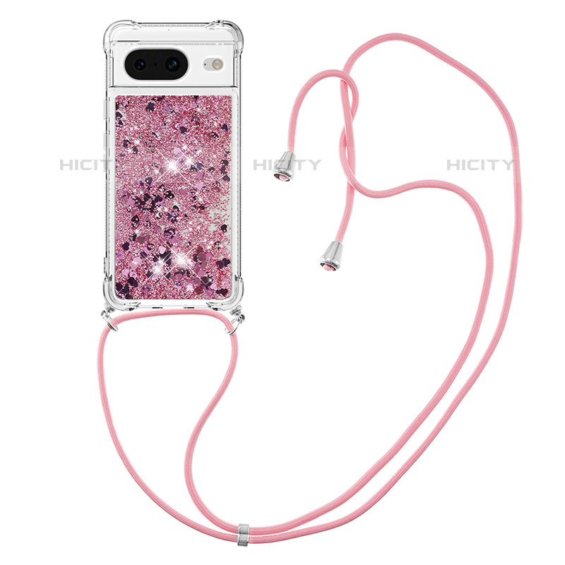 Funda Silicona Carcasa Goma Bling-Bling con Acollador Cordon Lanyard S03 para Google Pixel 8 5G