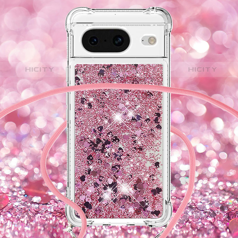 Funda Silicona Carcasa Goma Bling-Bling con Acollador Cordon Lanyard S03 para Google Pixel 8 5G