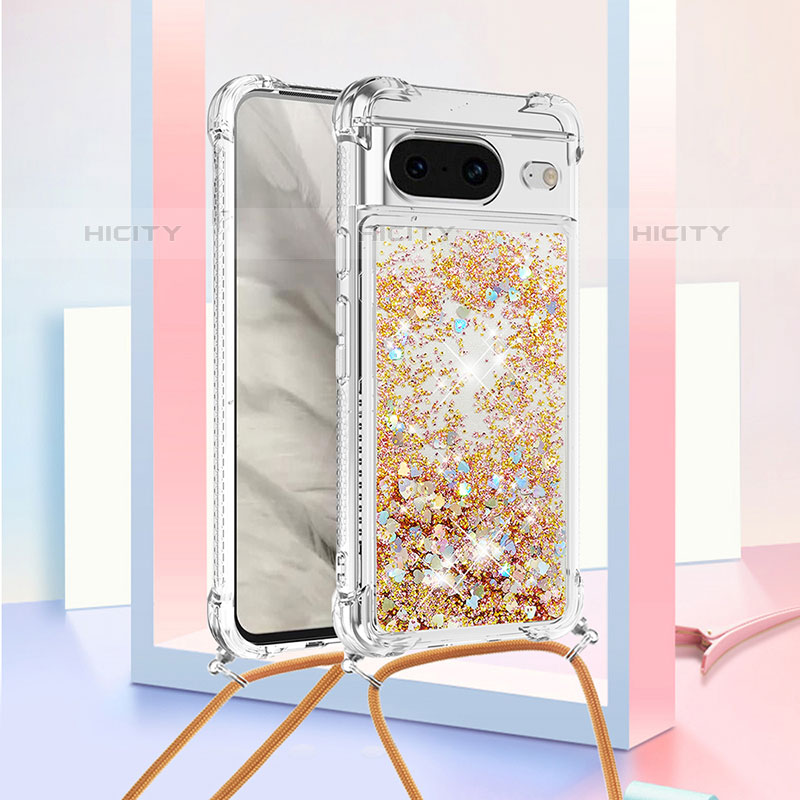 Funda Silicona Carcasa Goma Bling-Bling con Acollador Cordon Lanyard S03 para Google Pixel 8 5G