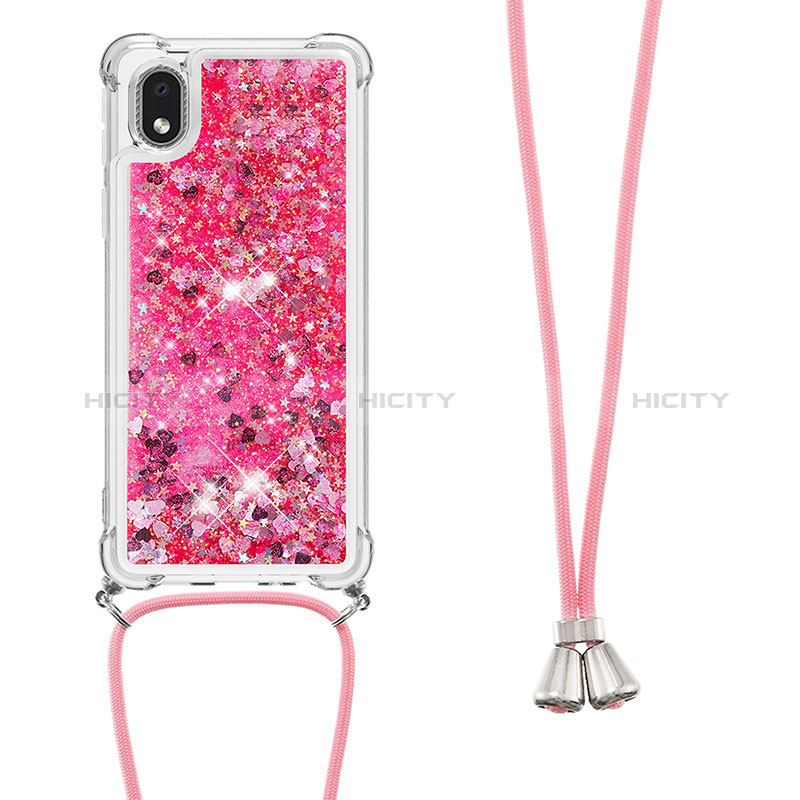 Funda Silicona Carcasa Goma Bling-Bling con Acollador Cordon Lanyard S03 para Samsung Galaxy A01 Core