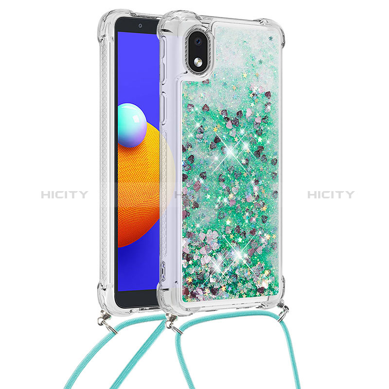 Funda Silicona Carcasa Goma Bling-Bling con Acollador Cordon Lanyard S03 para Samsung Galaxy A01 Core