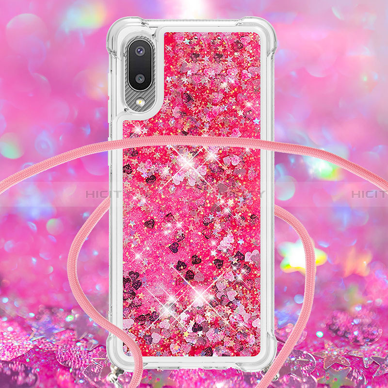 Funda Silicona Carcasa Goma Bling-Bling con Acollador Cordon Lanyard S03 para Samsung Galaxy A02