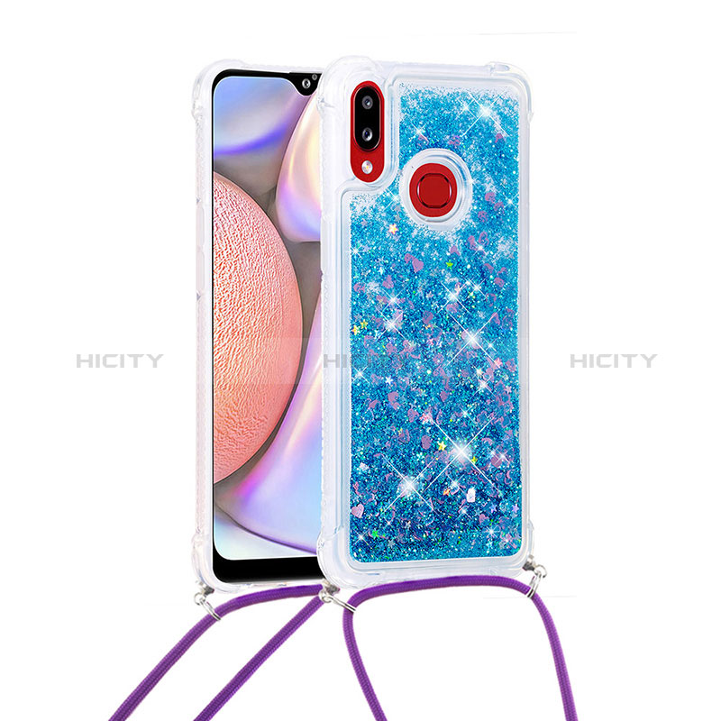 Funda Silicona Carcasa Goma Bling-Bling con Acollador Cordon Lanyard S03 para Samsung Galaxy A10s