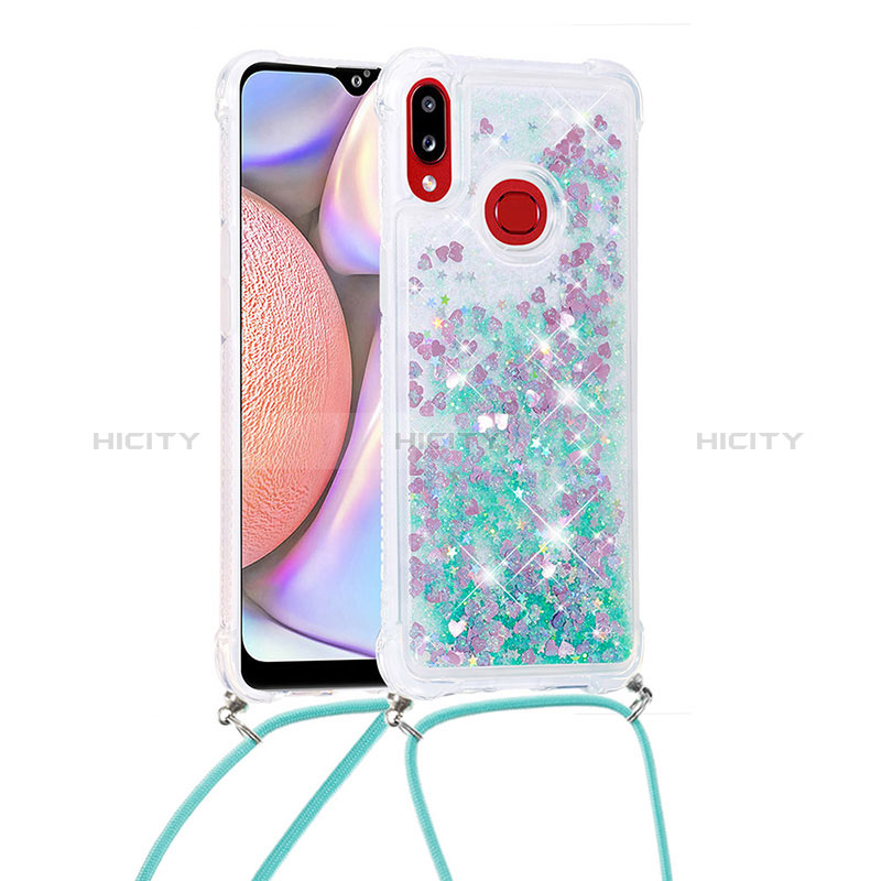 Funda Silicona Carcasa Goma Bling-Bling con Acollador Cordon Lanyard S03 para Samsung Galaxy A10s