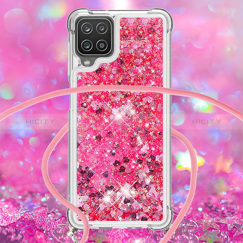 Funda Silicona Carcasa Goma Bling-Bling con Acollador Cordon Lanyard S03 para Samsung Galaxy A12 Nacho